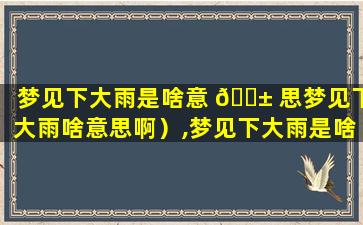 梦见下大雨是啥意 🐱 思梦见下大雨啥意思啊）,梦见下大雨是啥意思梦见下大雨啥意思啊)